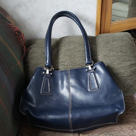 Liz Claiborne Blue Leatherlike Purse - Picture 2 of 8